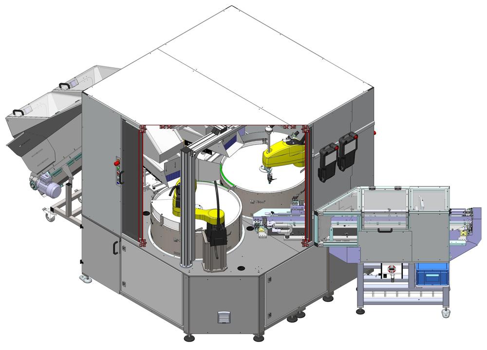 Automatický robotický podavač 2 x Flexibowl 800 / 2 x SCARA