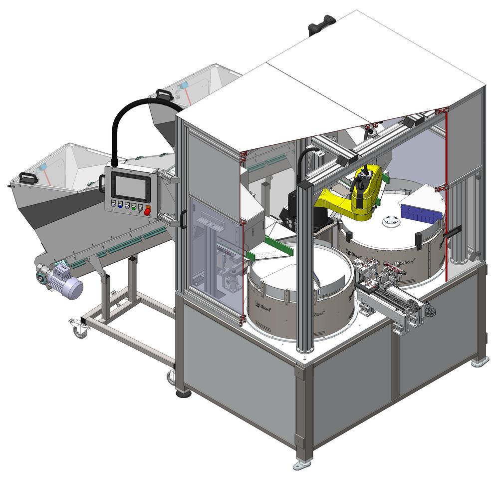 Automatický robotický podavač 2 x Flexibowl 650 / SCARA