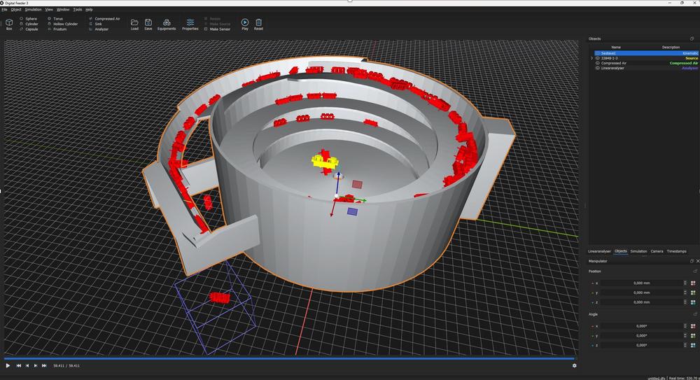 Zpracování simulace podávání dílů DigitalFeeder
